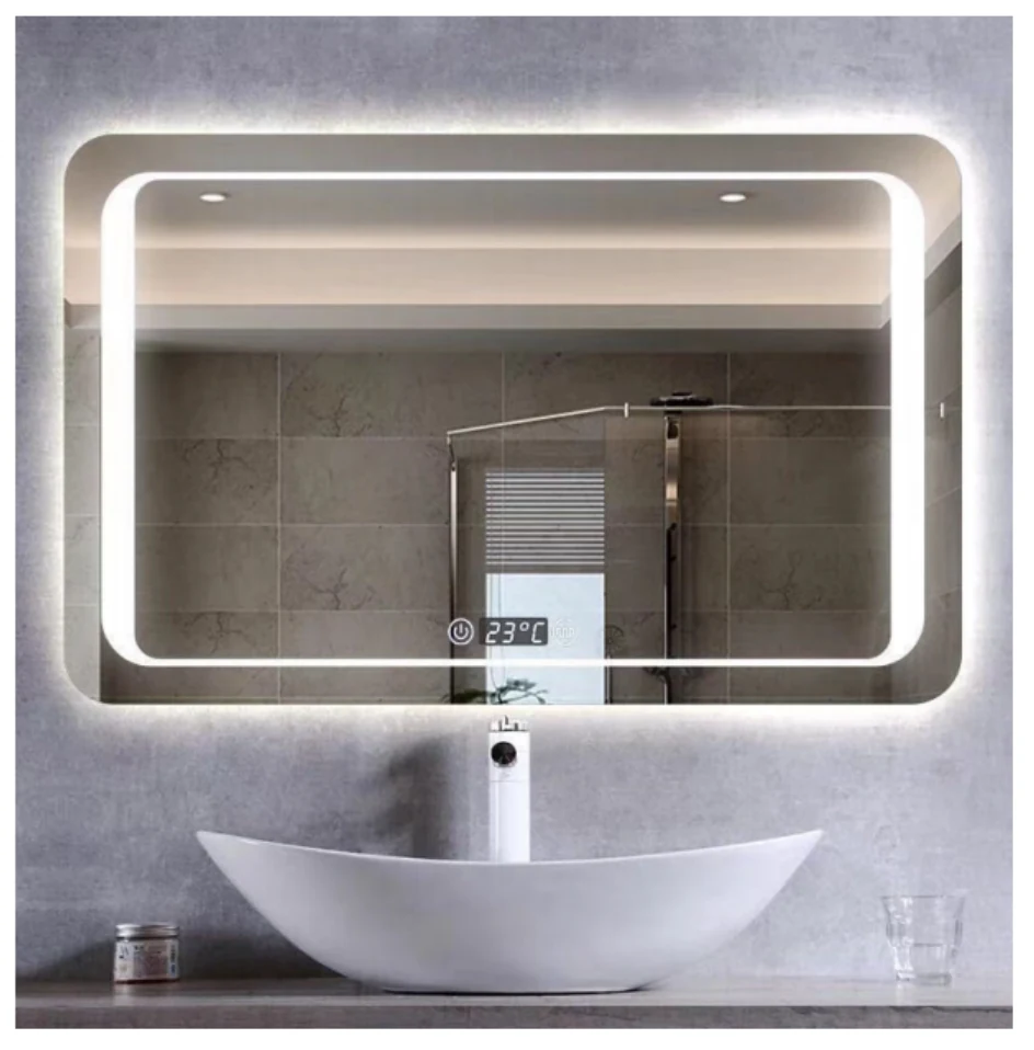 MK906 rectangular LED bathroom mirror with backlit design