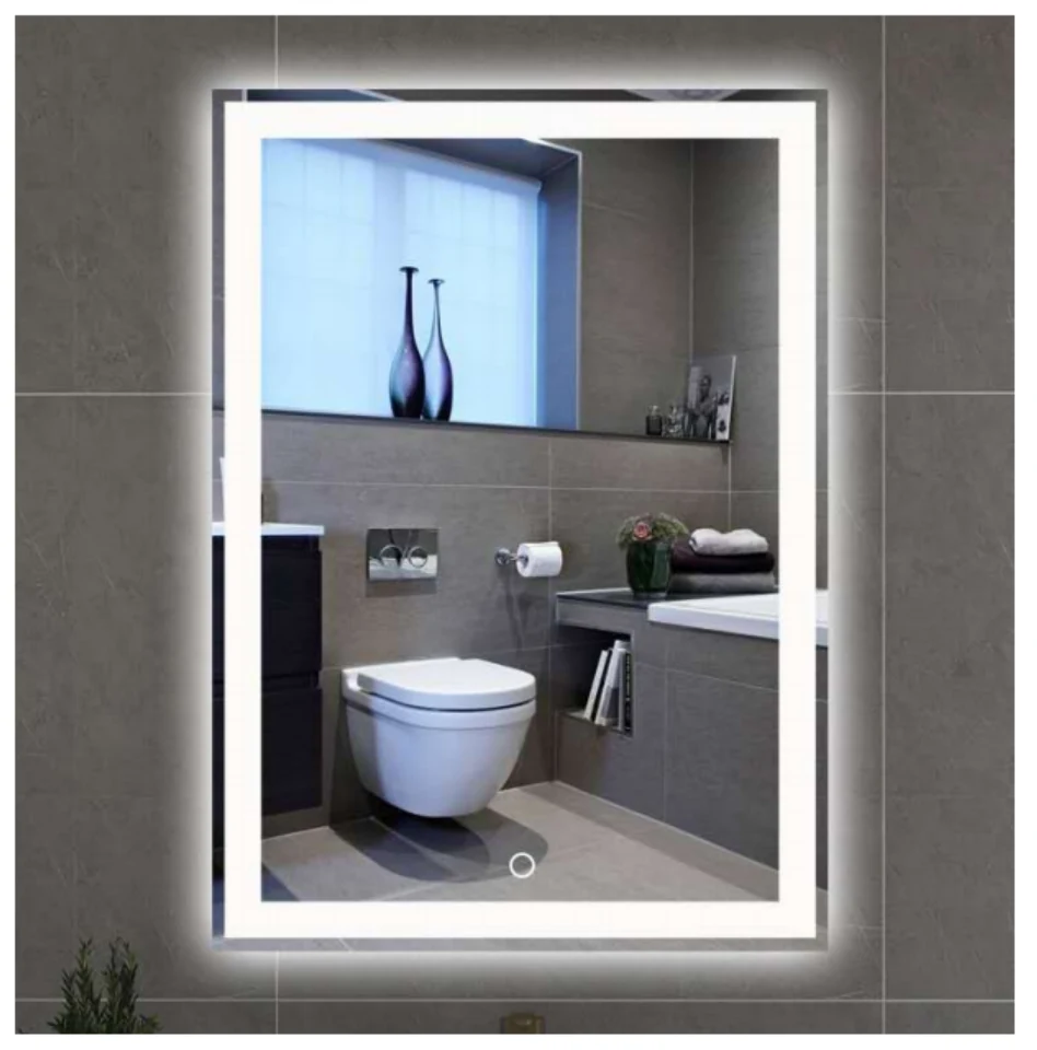 MK927 rectangular LED bathroom mirror with backlit design