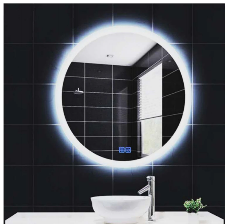 MK934 round LED bathroom mirror with backlit design