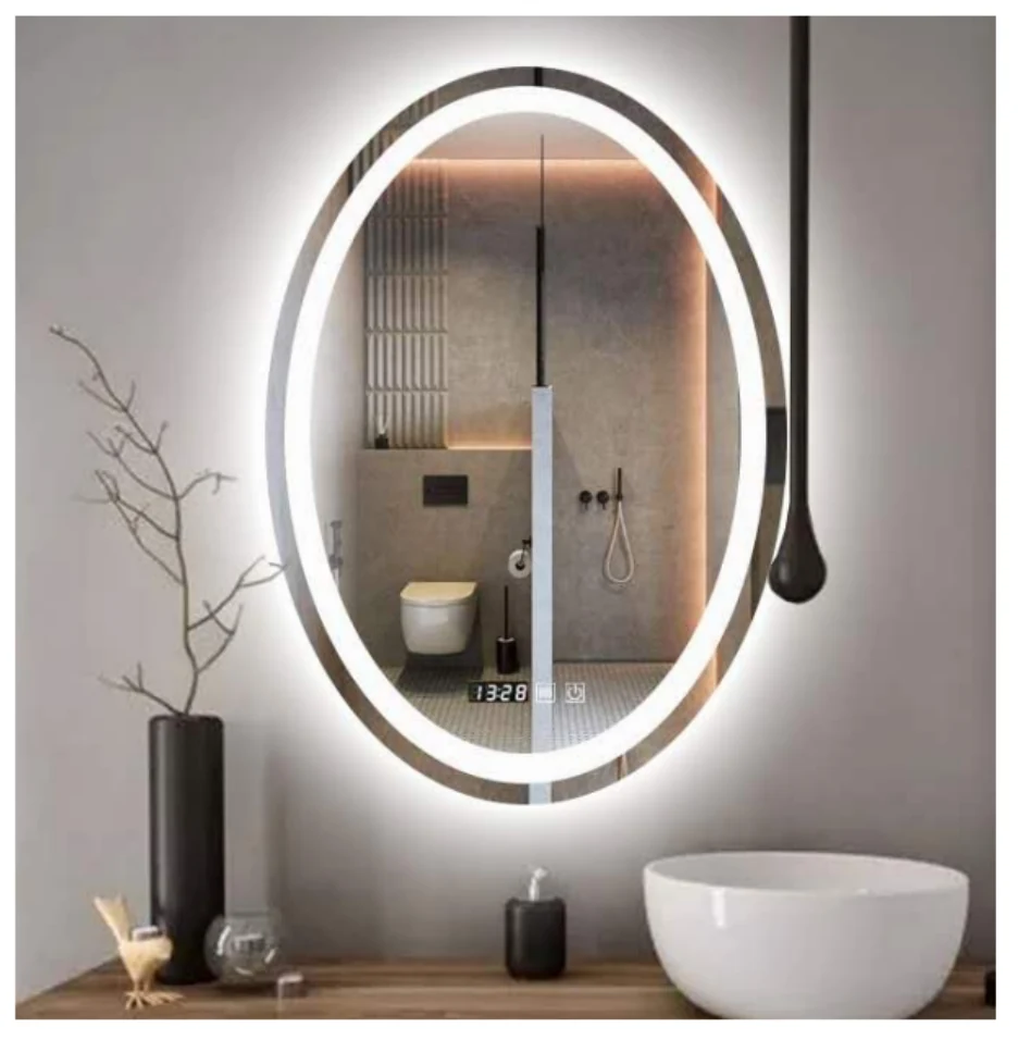 MK946 oval LED bathroom mirror with backlit design