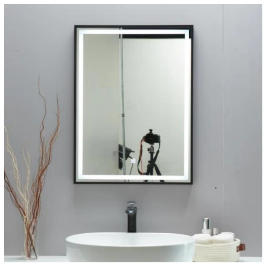 MK968 rectangular aluminum frame LED bathroom mirror with backlit design