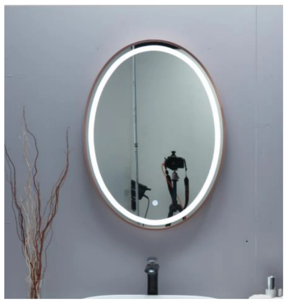 MK973 round aluminum frame LED bathroom mirror with backlit design